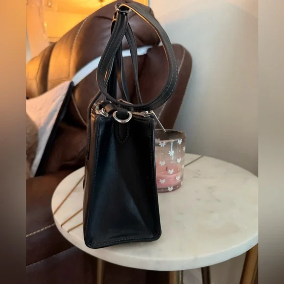 Coach Embossed C Black Leather Handbag Crossbody - Picture 3 of 15